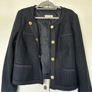 Michael Kors Black Wool Blend Coat Snap Closure Size 14 Classic Timeless